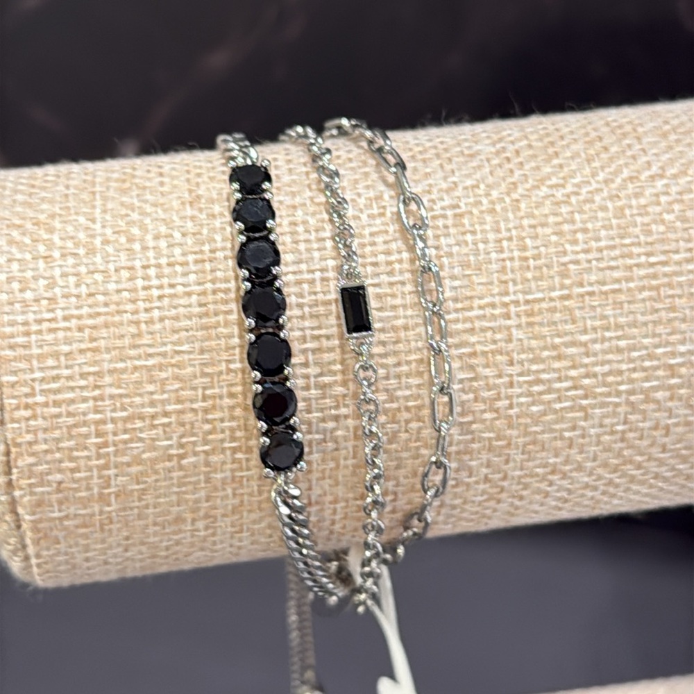 Alex and Ani Layered Bolo Stack Jet Crystal Bracelet
